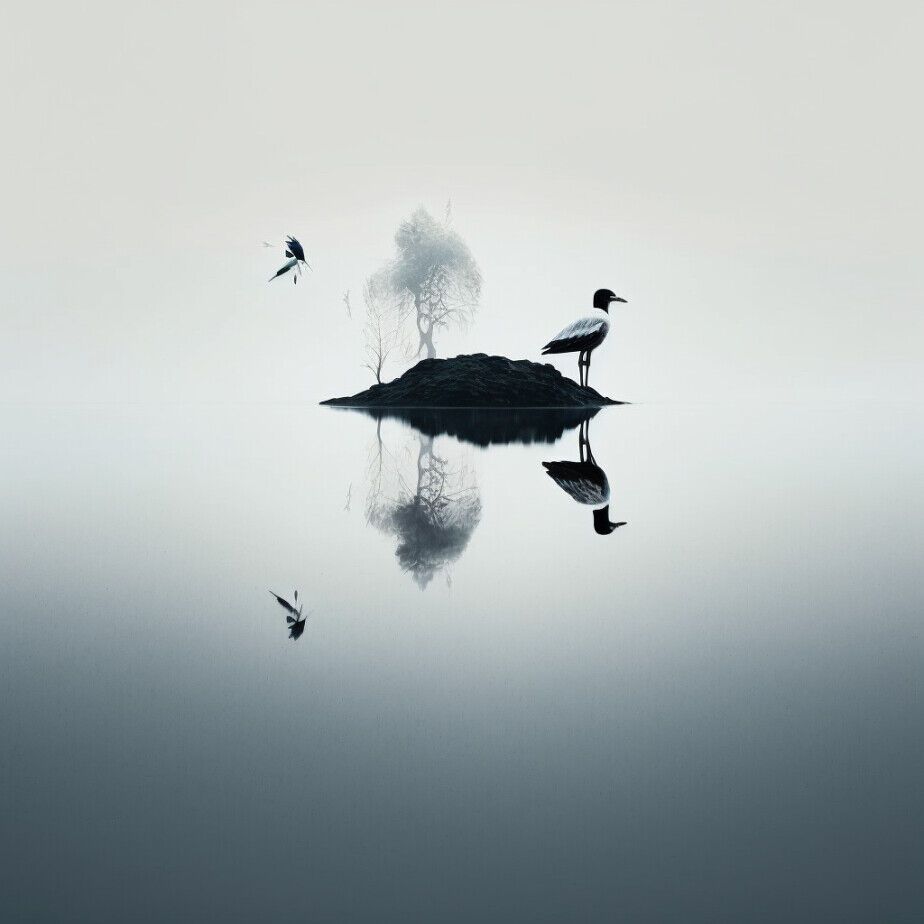 A bird on still water.